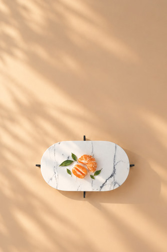 استند مزه بیضی - سنگ سفید | Y Design Collection